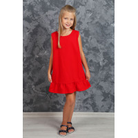 Детское платье с воланом (Красное)