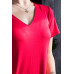 Платье трапецевидного силуэта с V-образным вырезом горловины (красное)